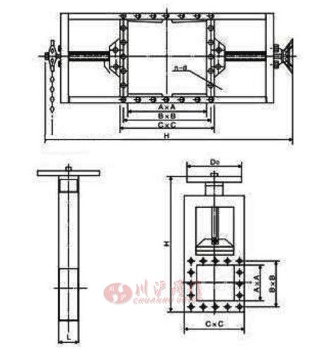 手動方形插板閥結(jié)構(gòu)圖
